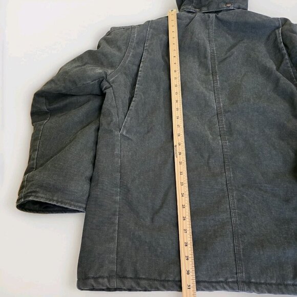 Tough Duck Washed Parka Mens 2XL Charcoal Gray Canvas Workwear Coat Quilt Lined - Picture 6 of 16